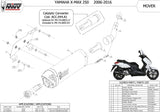 Terminale Di Scarico Catalizzato E Con Omologazione Suono Mover Inox Nero - Mivv Compatibile Con Yamaha X-Max 250 (2006-2016)