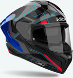 Casco Integrale Per Moto Airoh Matryx - Mxrk18 Composite Carbon Blu Rosso Lucido Rocket Taglia S