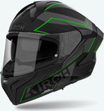 Casco Integrale Per Moto Airoh Matryx - Mxse33 Composite Carbon Verde Matto Sentinel Taglia M