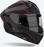 Full-Face Motorcycle Helmet Airoh Matryx - Mxse55 Composite Carbon Matte Red Sentinel Size Xs
