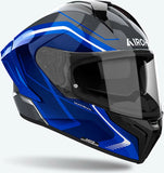 Casco Integrale Per Moto Airoh Matryx - Mxw18 Composite Carbon Blu Gloss Wide Taglia Xs