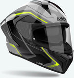 Casco Integrale Per Moto Airoh Matryx - Mxw31 Composite Carbon Giallo Gloss Wide Taglia Xs