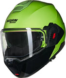 Flip-Up Travelling Motorcycle Helmet Nolan N120-1 Green Impulso / Black Mivedi 329 Size L
