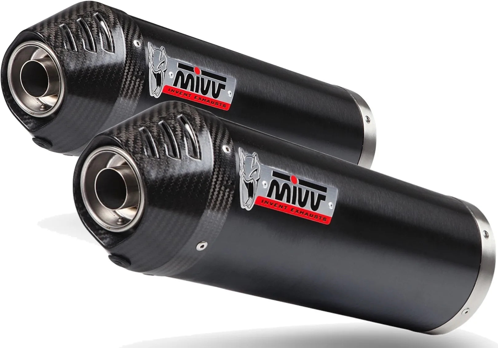 Terminale Di Scarico Con Omologazione Suono Oval Inox Nero Carbonio - Mivv Compatibile Con Kawasaki Zzr 1400 (2006-2007)