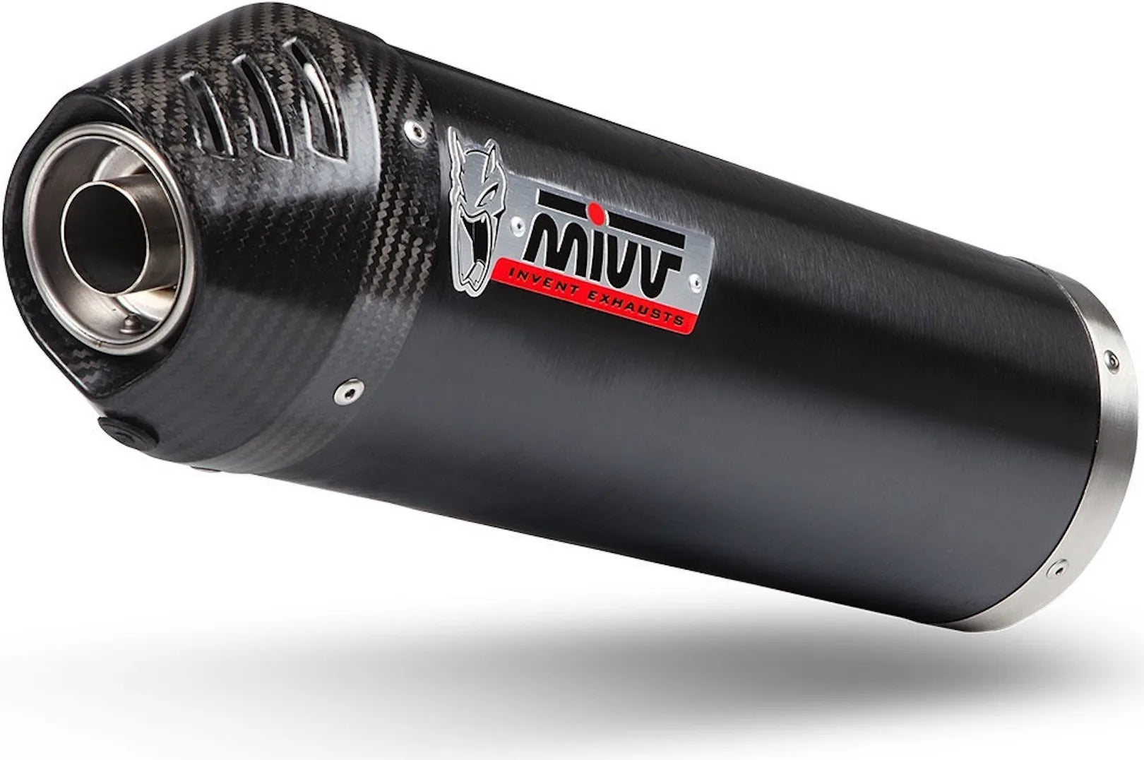 Terminale Di Scarico Catalizzato E Con Omologazione Suono Oval Inox Nero Carbonio - Mivv Compatibile Con Kymco Xciting 400 (2013-2018)