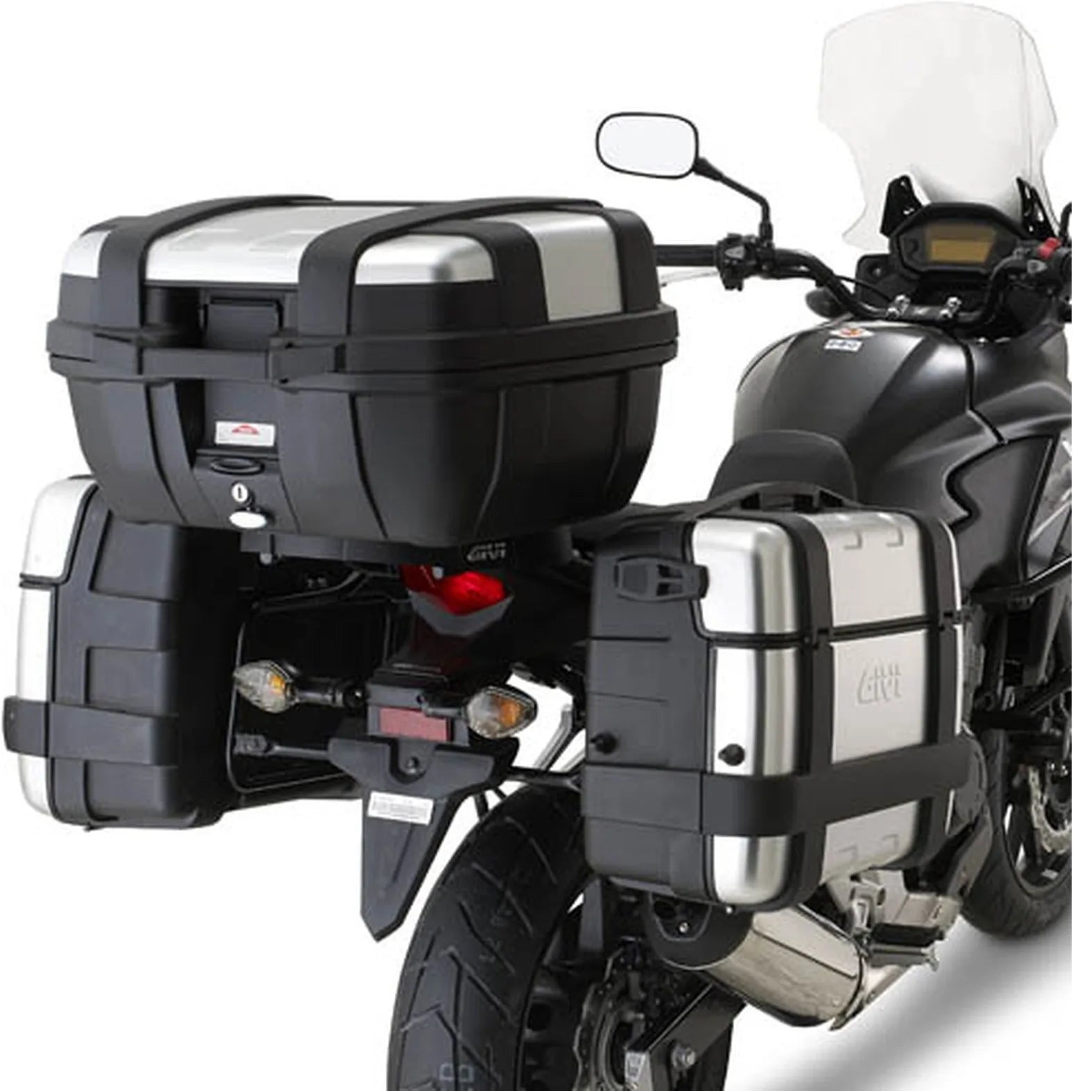 Valigie Laterali Monokey Trekker Nero 92 Lt Trekker Alluminio - Givi Compatibile Con Honda Cb 500 X (2017-2018)