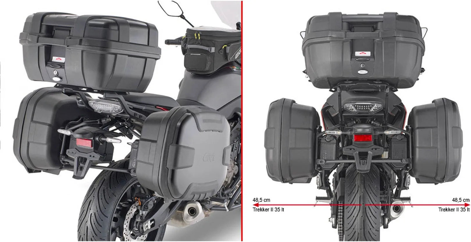 Borse Laterali Monokey Canyon Nero 50 Lt Canyon Nylon - Givi Compatibile Con Yamaha Tracer 7 - Gt (2020-2024)