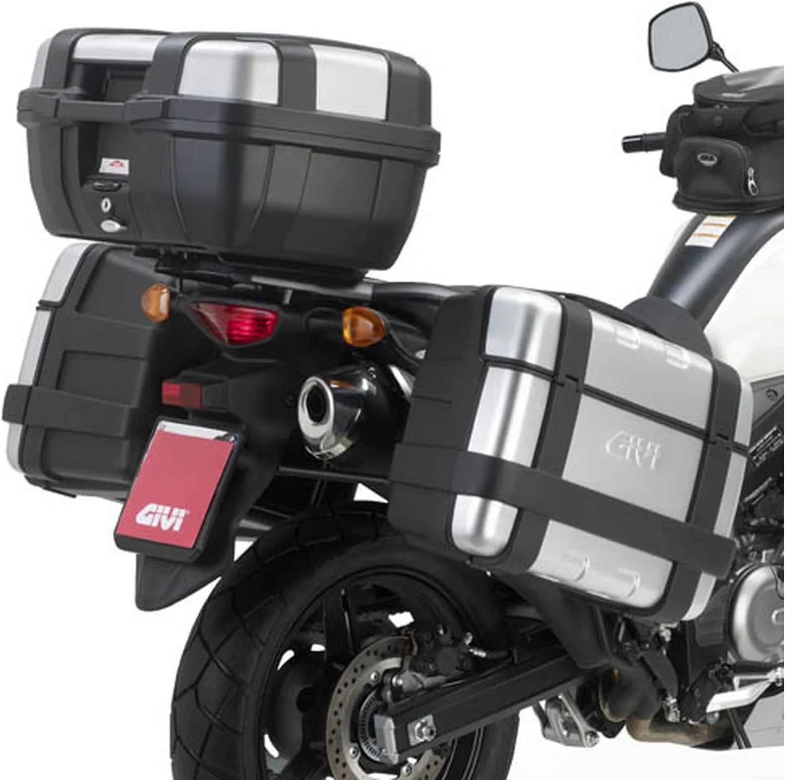 Valigie Laterali Monokey Nero 44 Lt Plastica - Givi Compatibile Con Suzuki Dl 650 V-Strom L2 L3 L4 L5 L6 (2011-2016)