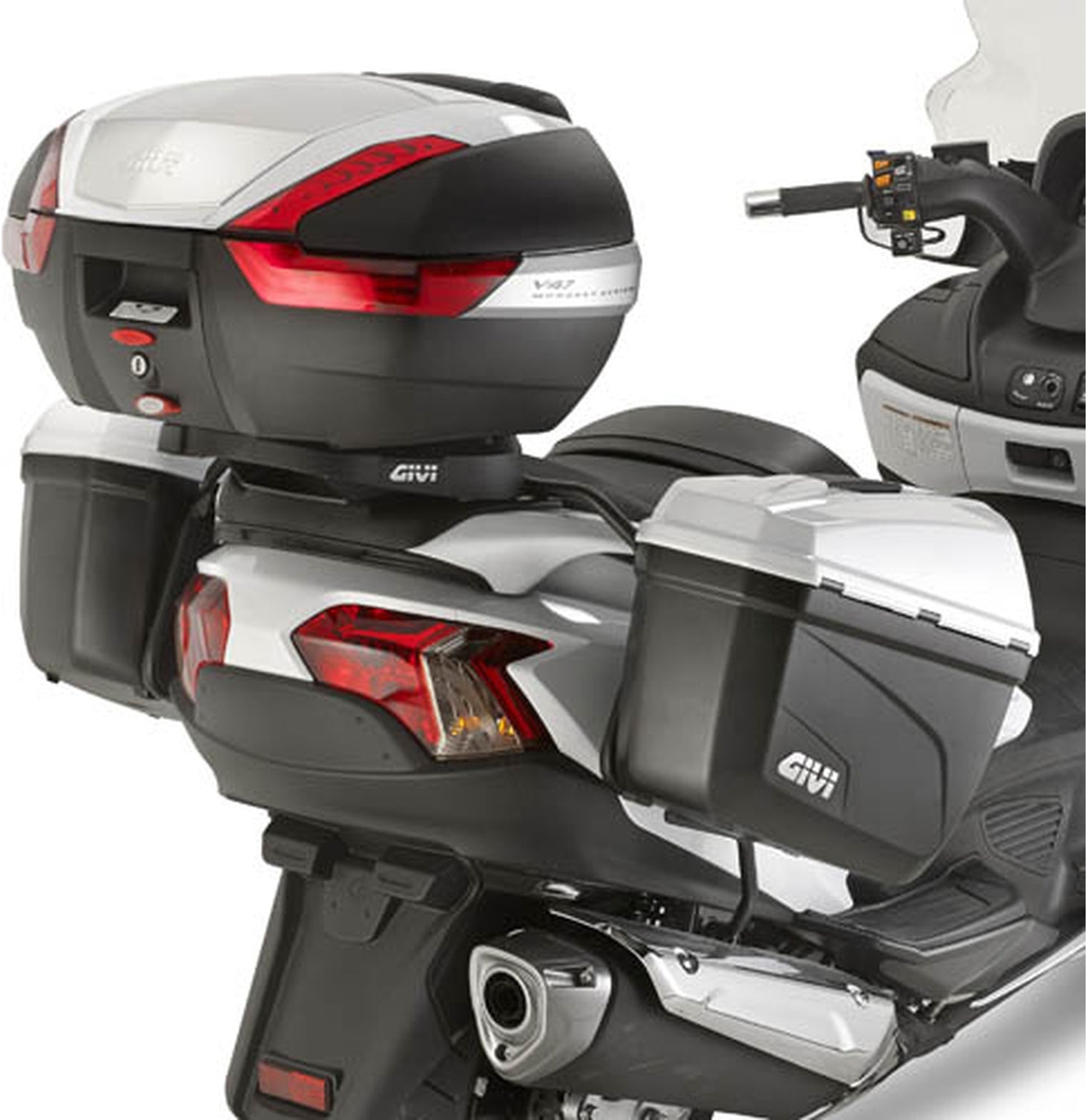 Trekker Dolomiti Aluminium Black Top Case + Side Cases - 118 Lt Trekker Dolomiti Aluminium - Givi Compatible With Suzuki An 650 Burgman - Executive (2013-2020)