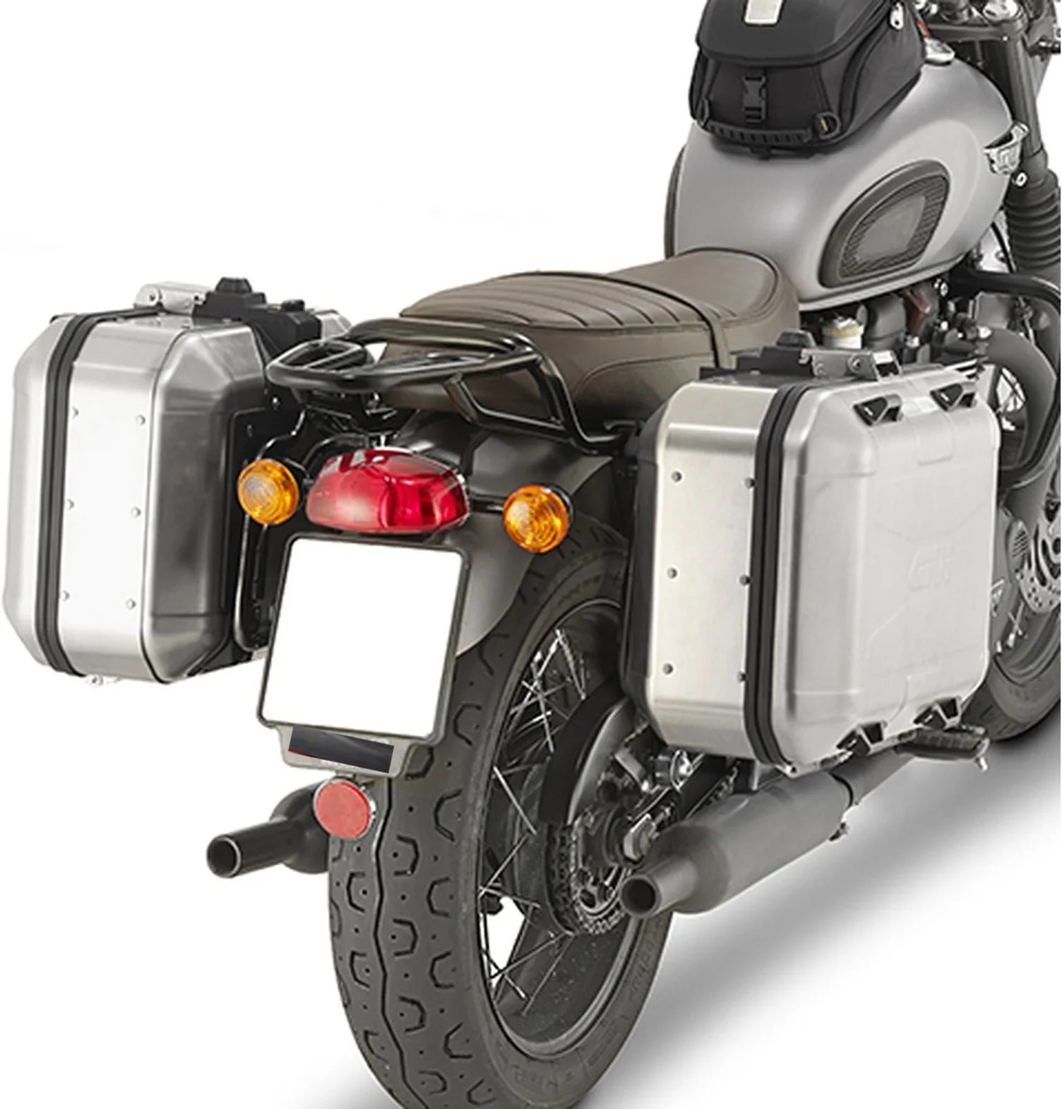 Bauletto + Valigie Laterali Nero Tech 84 Lt Plastica - Givi Compatibile Con Triumph Bonneville T100 (2017-2022)