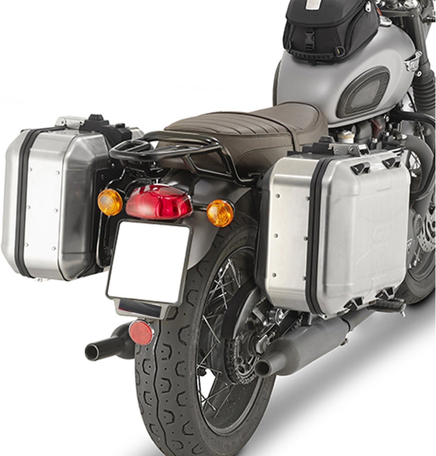 Black Top Case + Side Cases - 84 Lt Technopolymer - Givi Compatible With Triumph Bonneville T100 (2017-2022)