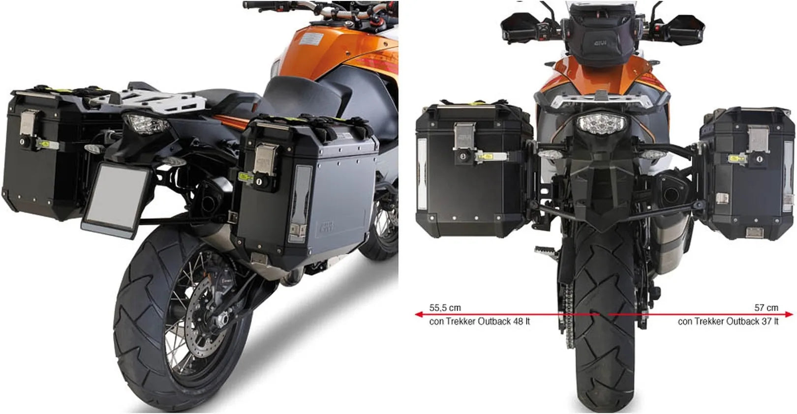 Valigie Laterali Monokey Cam-Side Trekker Outback Evo Smart Alluminio + Serratura 84 Lt Trekker Outback Evo Smart Alluminio - Givi Compatibile Con Ktm 1290 Super Adventure T (2017)