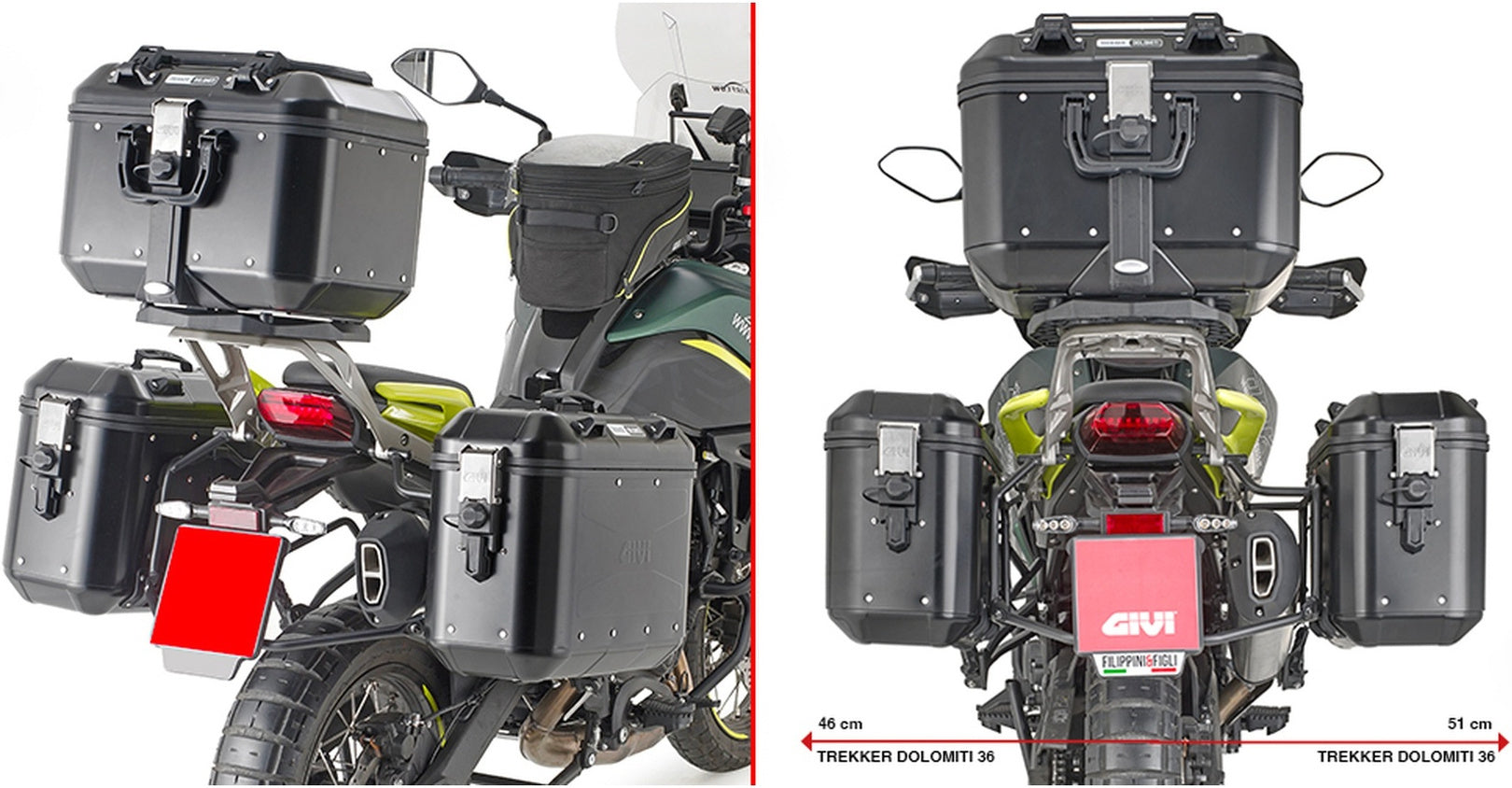 Black Tech Top Case + Side Cases - 84 Lt Technopolymer - Givi Compatible With Benelli Trk 702 (2023-2024)