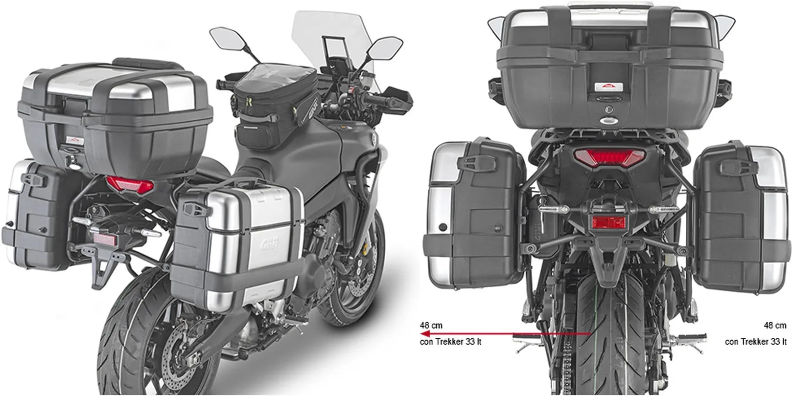 Valigie Laterali Monokey Nero 44 Lt Plastica - Givi Compatibile Con Yamaha Tracer 9 - Gt - Gt+ (2021-2024)