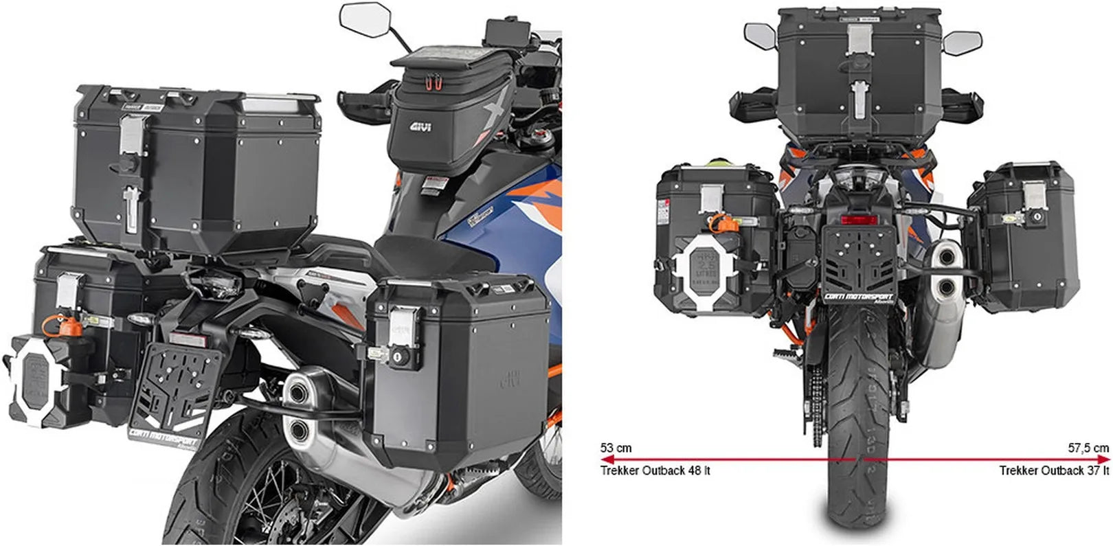 Valigie Laterali Monokey Cam-Side Trekker Outback Evo Smart Alluminio Anodizzato + Serratura 74 Lt Trekker Outback Evo Smart Alluminio Anodizzato - Givi Compatibile Con Ktm 1290 Super Adventure S (2021-2024)