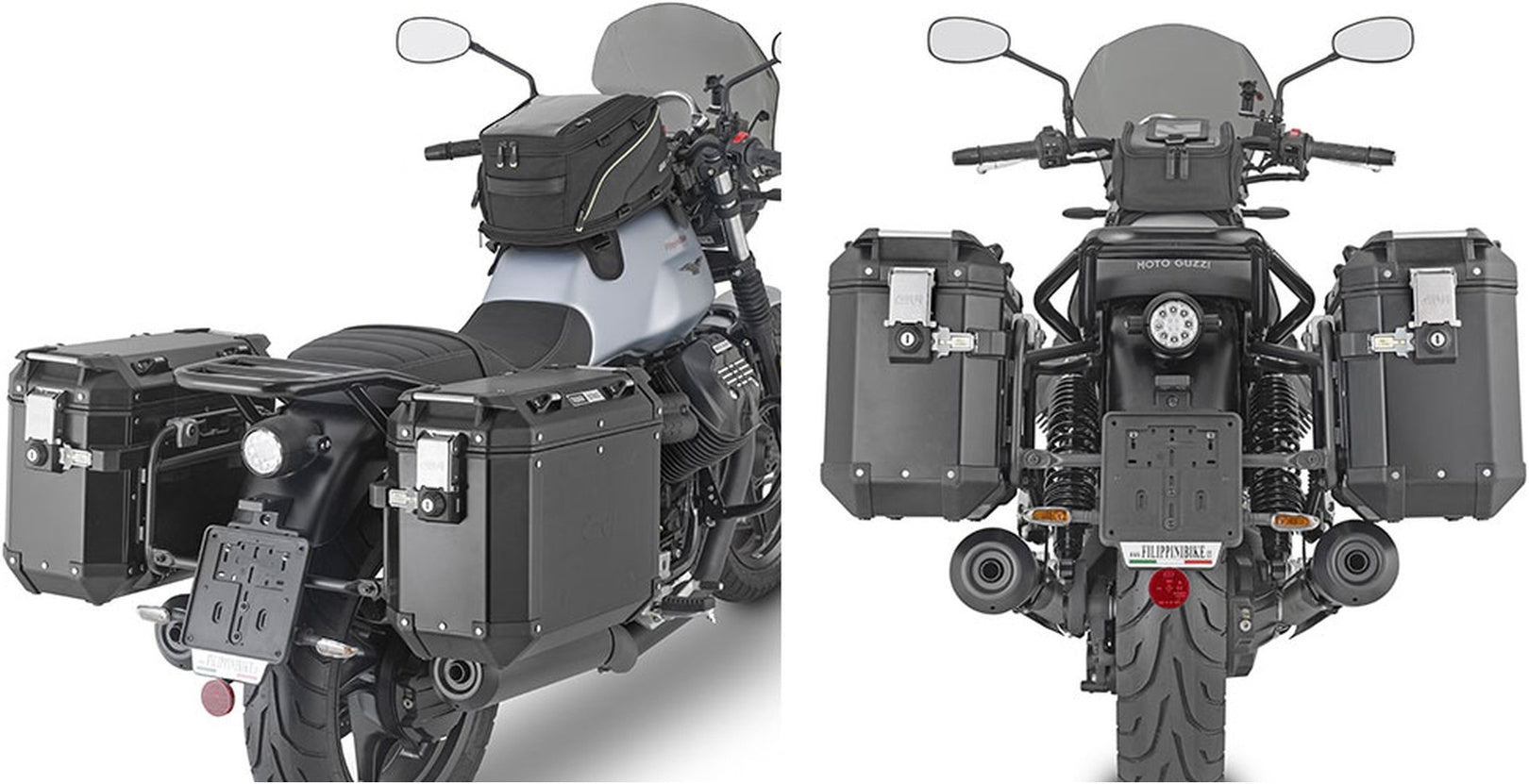 Monokey Cam-Side Trekker Outback Evo Smart Aluminium Side Cases + Locks - 70 Lt Trekker Outback Evo Smart Aluminium - Givi Compatible With Moto Guzzi V7 850 Stone (2021-2024)