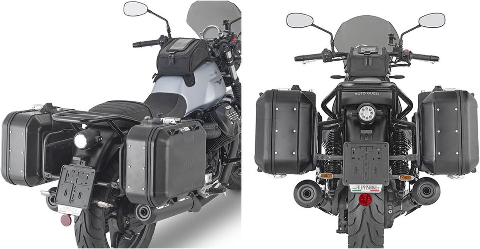 Monokey Trekker Dolomiti Black Aluminium Side Cases - 72 Lt Trekker Dolomiti Aluminium - Givi Compatible With Moto Guzzi V7 850 Stone (2021-2024)