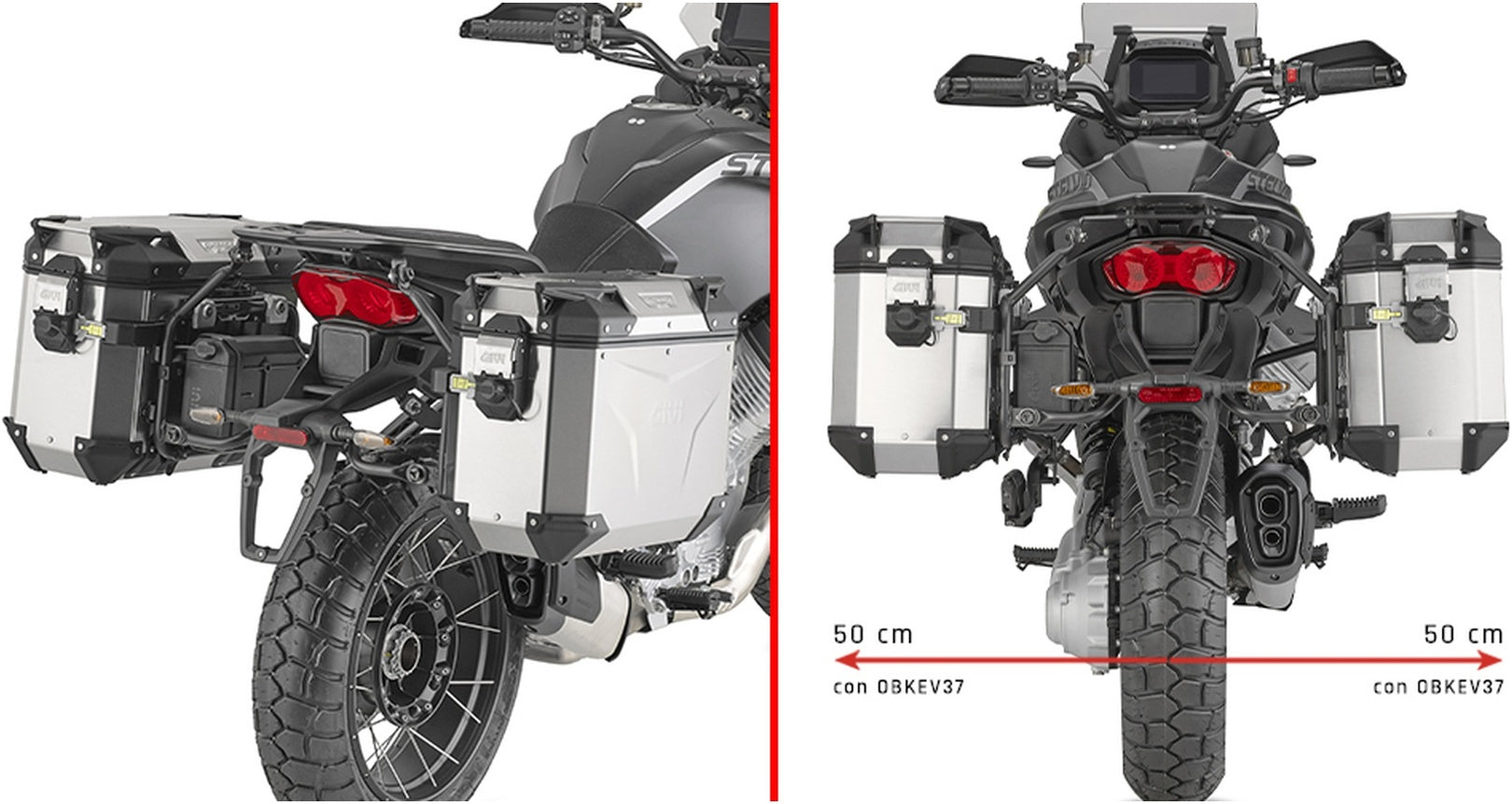 Monokey Cam-Side Trekker Outback Evo Smart Black Aluminium Side Cases + Locks - 77 Lt Trekker Outback Evo Smart Aluminium - Givi Compatible With Moto Guzzi Stelvio 1000 (2024)