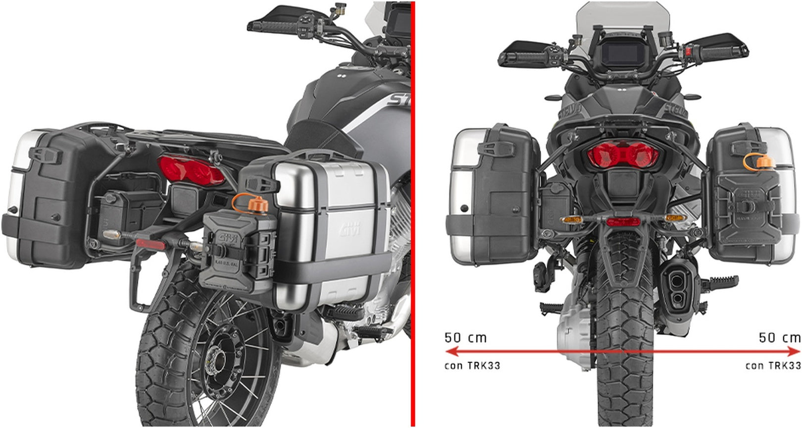 Monokey Trekker Alaska Black Aluminium Side Cases - 72 Lt Trekker Alaska Aluminium - Givi Compatible With Moto Guzzi Stelvio 1000 (2024)
