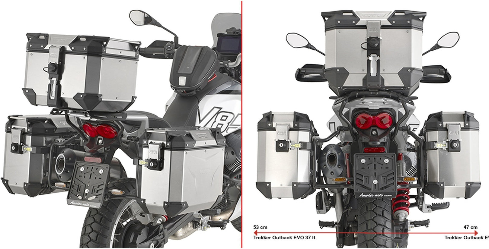 Valigie Laterali Monokey Cam-Side Trekker Outback Evo Smart Alluminio Nero + Serratura 88 Lt Trekker Outback Evo Smart Alluminio - Givi Compatibile Con Moto Guzzi V85 Tt (2024)