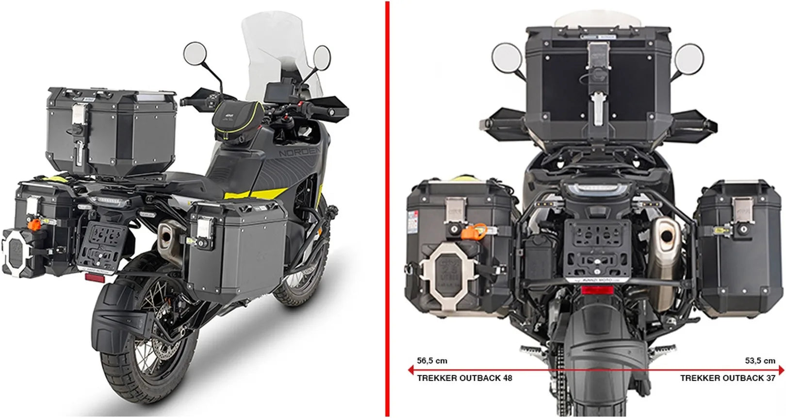 Valigie Laterali Monokey Cam-Side Trekker Outback Evo Smart Alluminio + Serratura 70 Lt Trekker Outback Evo Smart Alluminio - Givi Compatibile Con Husqvarna Norden 901 (2022-2024)