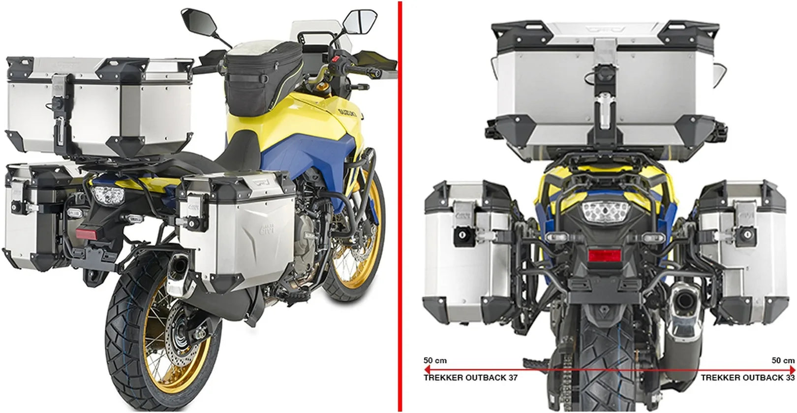 Valigie Laterali Monokey Cam-Side Trekker Outback Evo Smart Alluminio + Serratura Dx Scantonata 88 Lt Trekker Outback Evo Smart Alluminio - Givi Compatibile Con Suzuki V-Strom 800 Se (2023-2024)