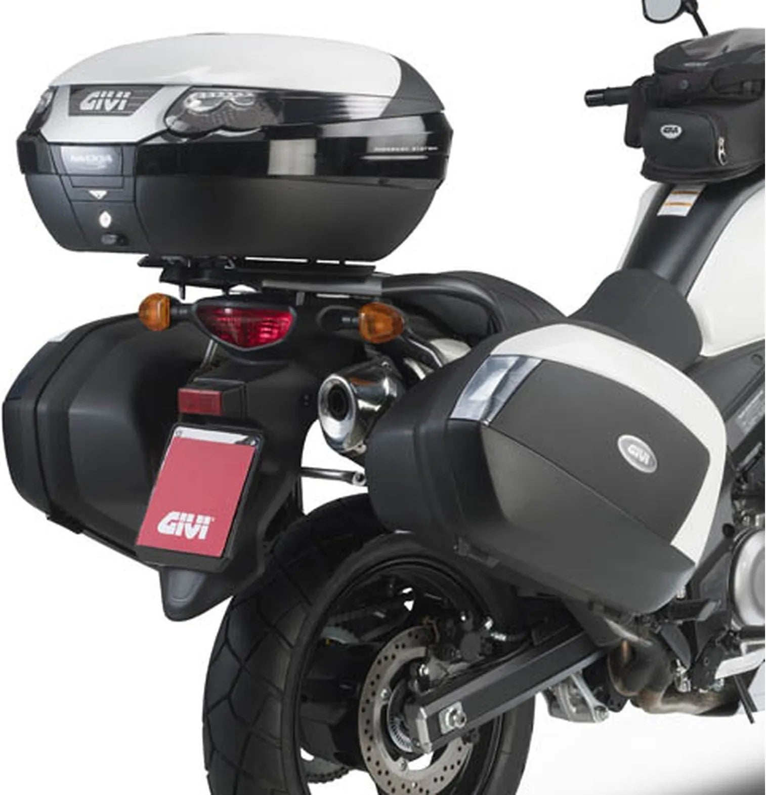 Valigie Laterali Monokey Side Argento Tech 74 Lt Plastica - Givi Compatibile Con Suzuki Dl 650 V-Strom L2 L3 L4 L5 L6 (2011-2016)