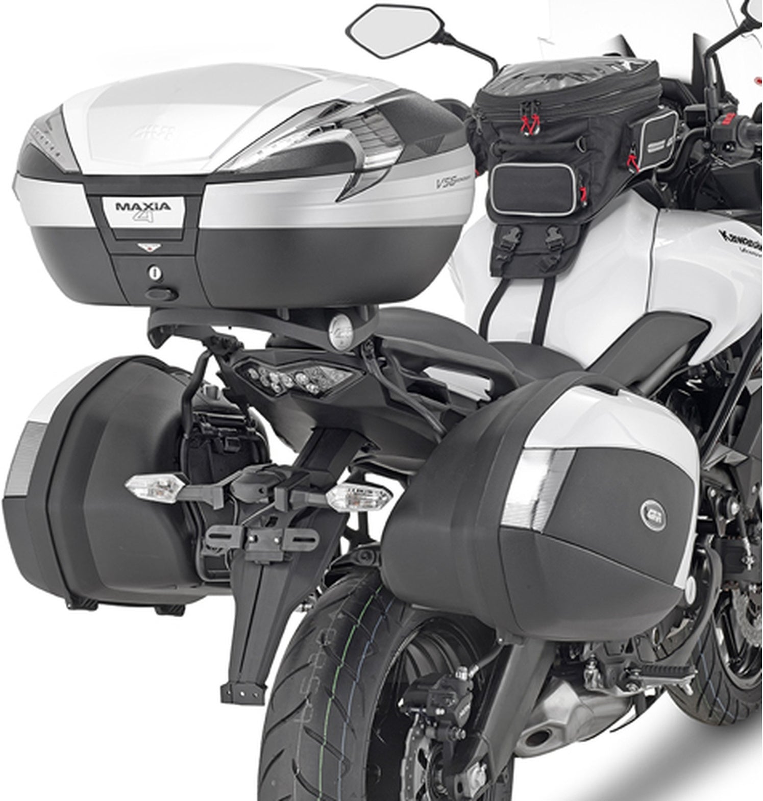 Arena Black Tech Top Case + Side Cases - 110 Lt Arena Technopolymer - Givi Compatible With Kawasaki Versys 650 (2022-2024)