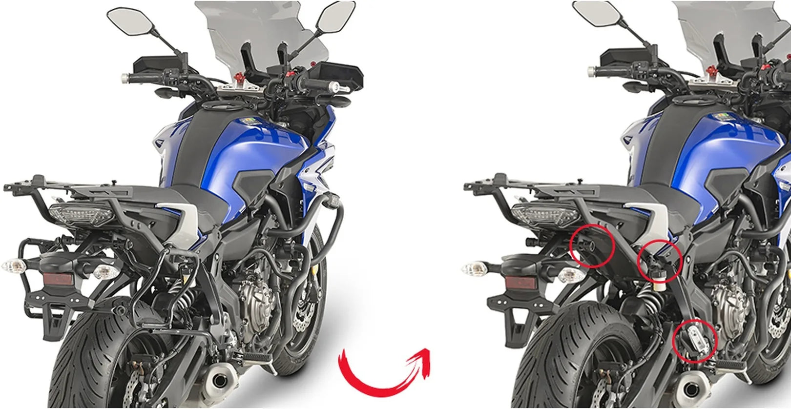 Valigie Laterali Monokey Side Argento 74 Lt Plastica - Givi Compatibile Con Yamaha Mt-07 Tracer (2016-2019)