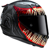 Casco Integrale Per Moto Hjc Rpha 12 P.I.M. Evo (Carbon-Aramid/Fiberglass/Natural Fiber) Mc1Sf Venom 3 Marvel Taglia 07 S