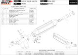 Terminale Di Scarico Non Catalizzato E Con Omologazione Suono Suono Inox Nero Carbonio - Mivv Compatibile Con Suzuki Gsx-R 750 (2006-2007)