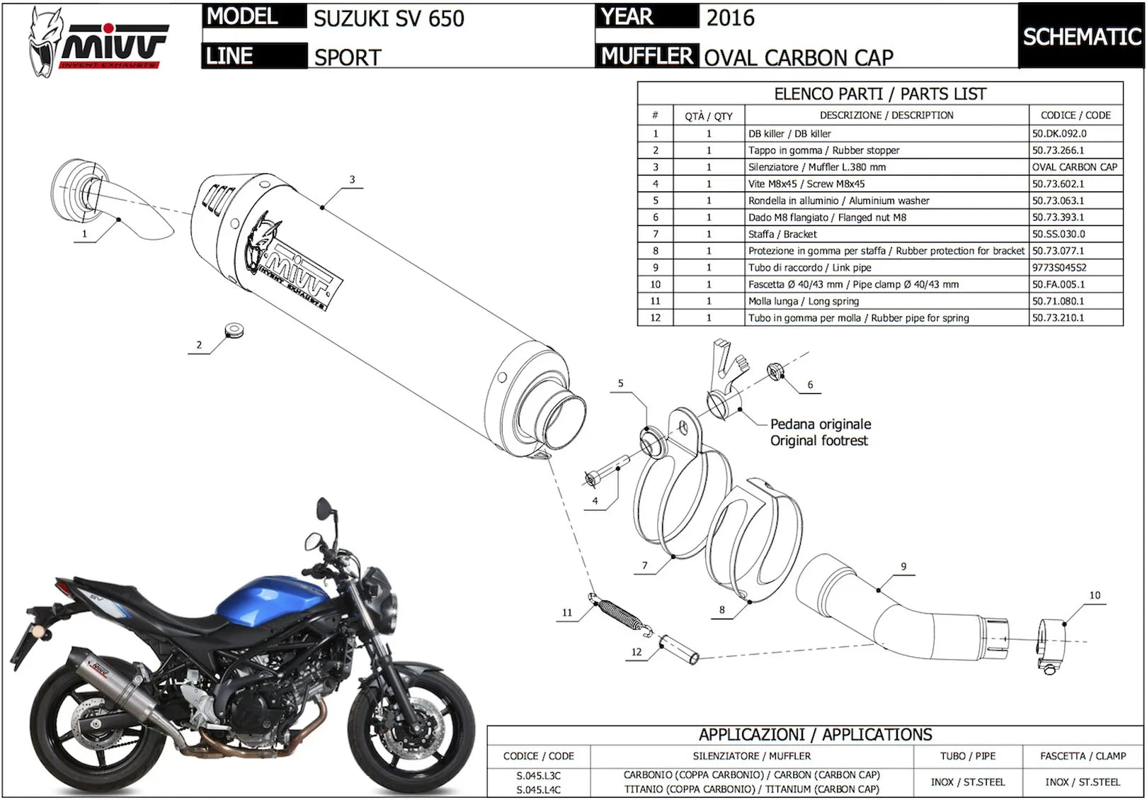 Terminale Di Scarico Non Catalizzato E Senza Omologazione Suono Gp Inox Nero - Mivv Compatibile Con Suzuki Van 200 (2016-2017)