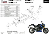 Terminale Di Scarico Con Omologazione Suono Suono Inox Nero Carbonio - Mivv Compatibile Con Suzuki Gsx-S 750 (2017-2020)
