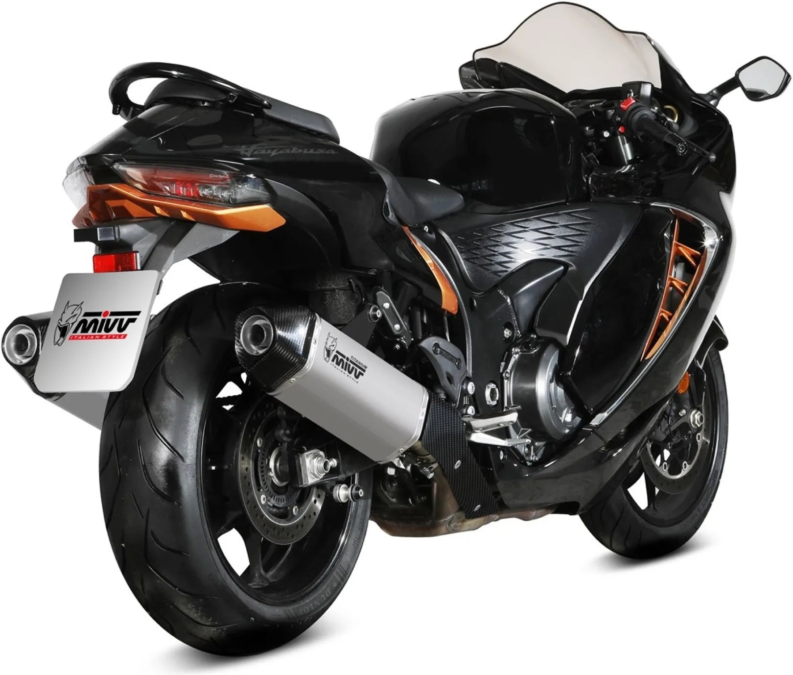 Doppio Terminale Di Scarico Con Omologazione Suono Speed Edge Titanio Nero Carbonio - Mivv Compatibile Con Suzuki Gsx-R 1300 Hayabusa (2021-2024)
