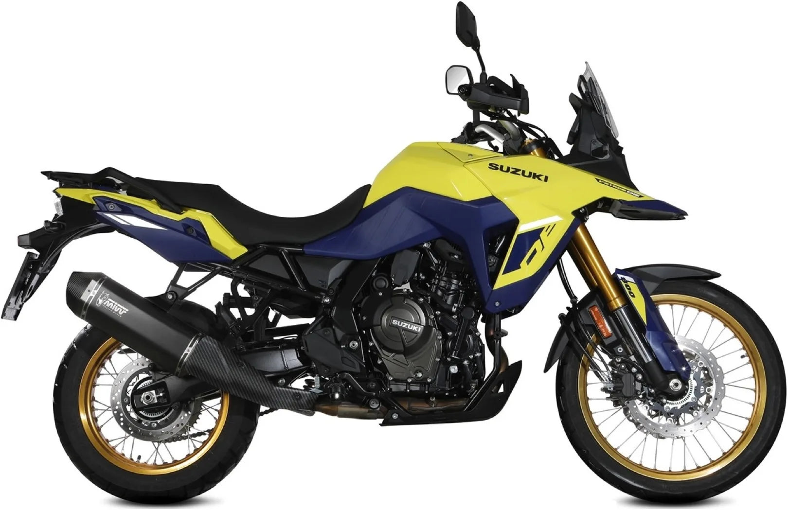 Terminale Di Scarico Con Omologazione Suono Speed Edge Inox Nero Carbonio - Mivv Compatibile Con Suzuki V-Strom 800 Se (2023-2024)