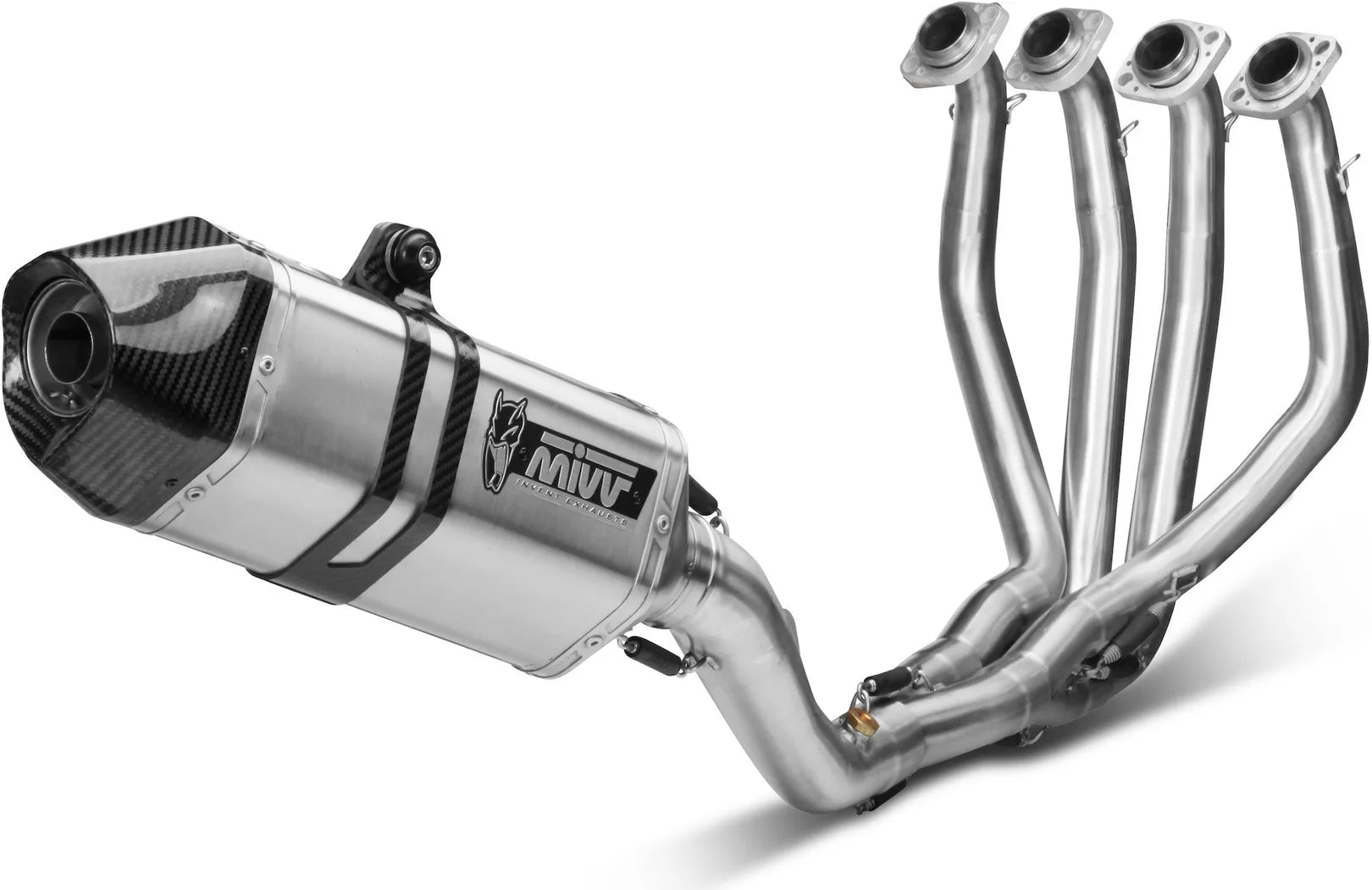 Impianto Di Scarico Completo Non Catalizzato E Senza Omologazione Suono Speed Edge Full Titanio Carbonio - Mivv Compatibile Con Kawasaki Zx 6R 636 (2009-2016)