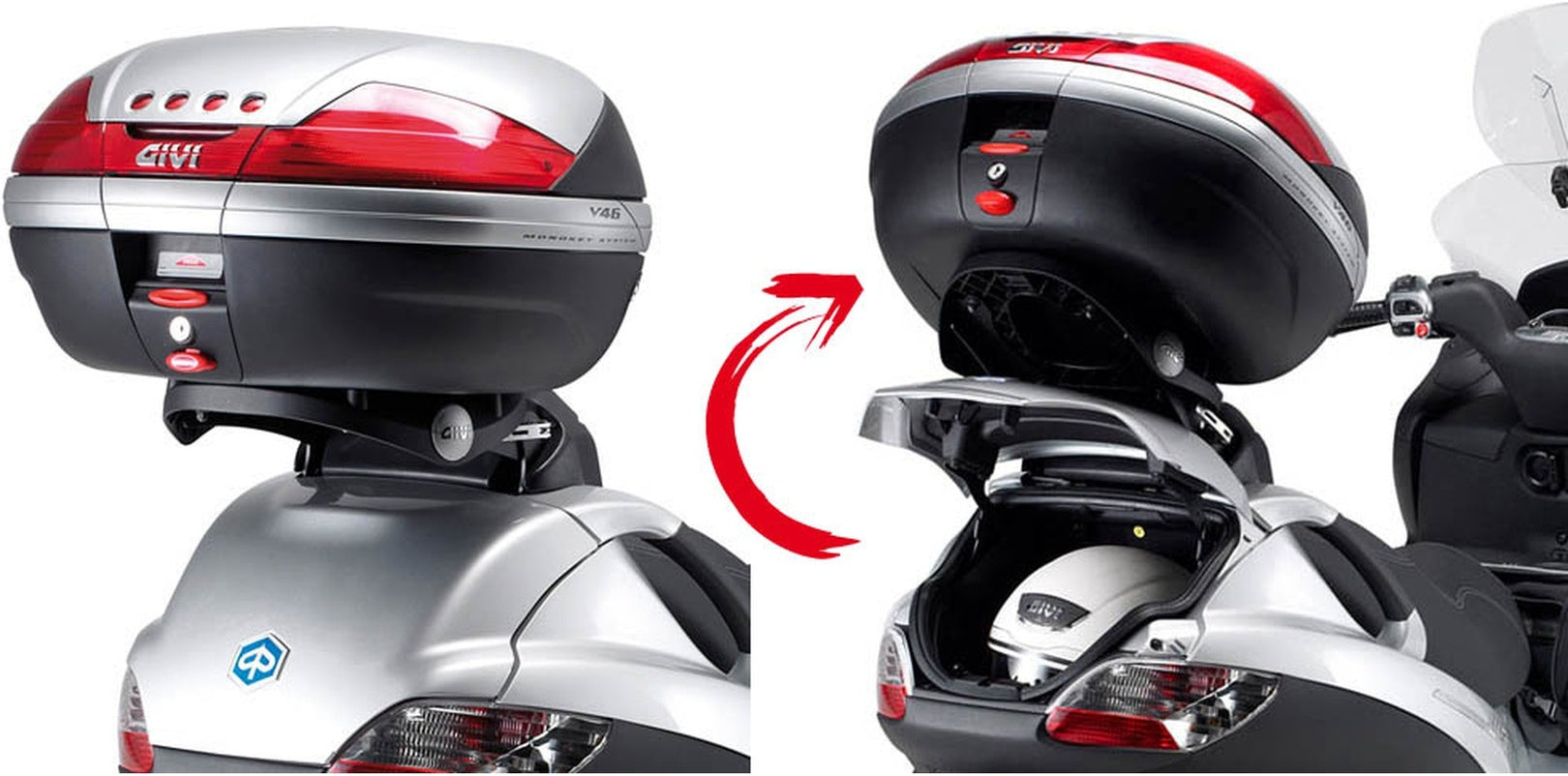 Monokey Trekker Dolomiti Aluminium Top Case - 46 Lt Trekker Dolomiti Aluminium - Givi Compatible With Piaggio Mp3 300 Business (2012-2014)