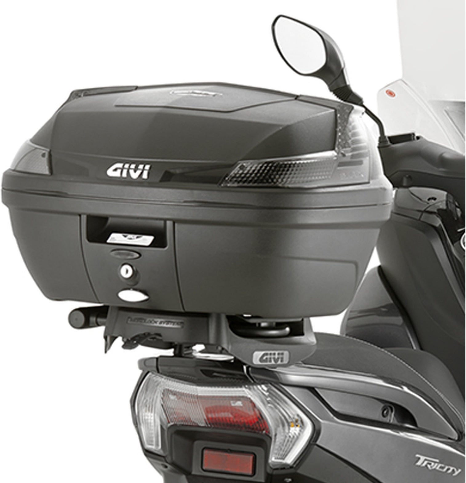 Monolock Blade Black Tech Top Case - 37 Lt Blade Technopolymer - Givi Compatible With Mbk Tryptik 125 (2014-2017)