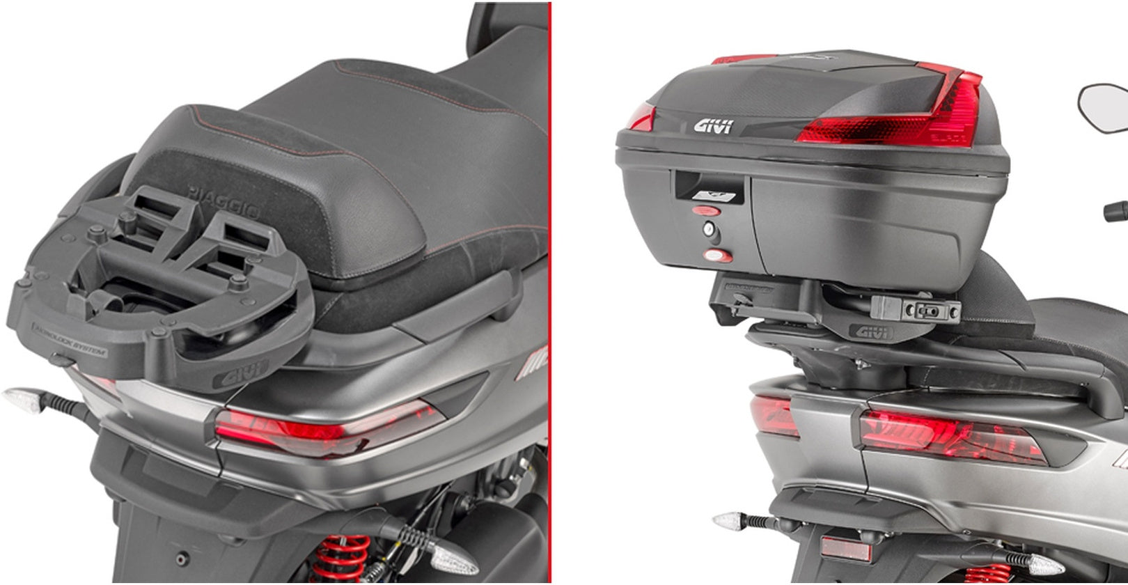 Monokey Trekker Alaska Black Aluminium Top Case - 44 Lt Trekker Alaska Aluminium - Givi Compatible With Piaggio Mp3 350 - 400 - 500 Sport (2018-2021)