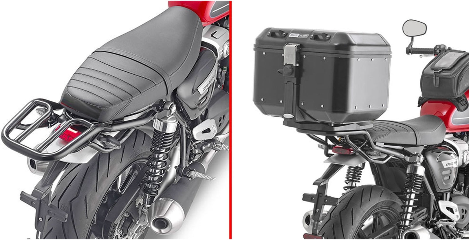 Monokey Trekker Outback Evo Smart Black Aluminium Top Case - 58 Lt Trekker Outback Evo Smart Aluminium - Givi Compatible With Triumph Speed Twin 1200 (2019-2020)