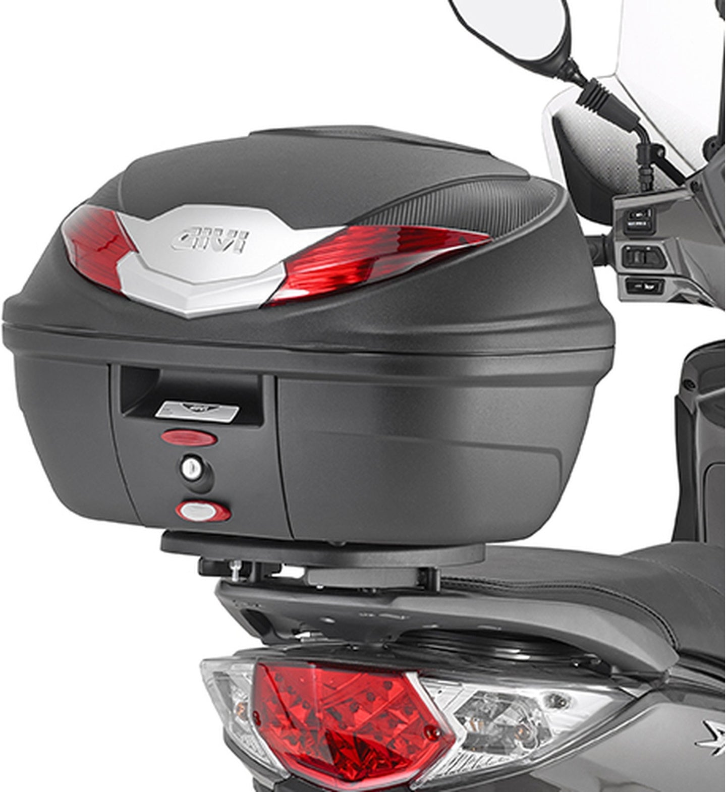 Monolock Black Top Case - 30 Lt Technopolymer - Givi Compatible With Sym Symphony St 50 - 125 (2015-2020)