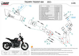 Impianto Di Scarico Completo Non Catalizzato E Senza Omologazione Suono X-M5 Inox Nero Carbonio - Mivv Compatibile Con Triumph Trident 660 (2021-2024)