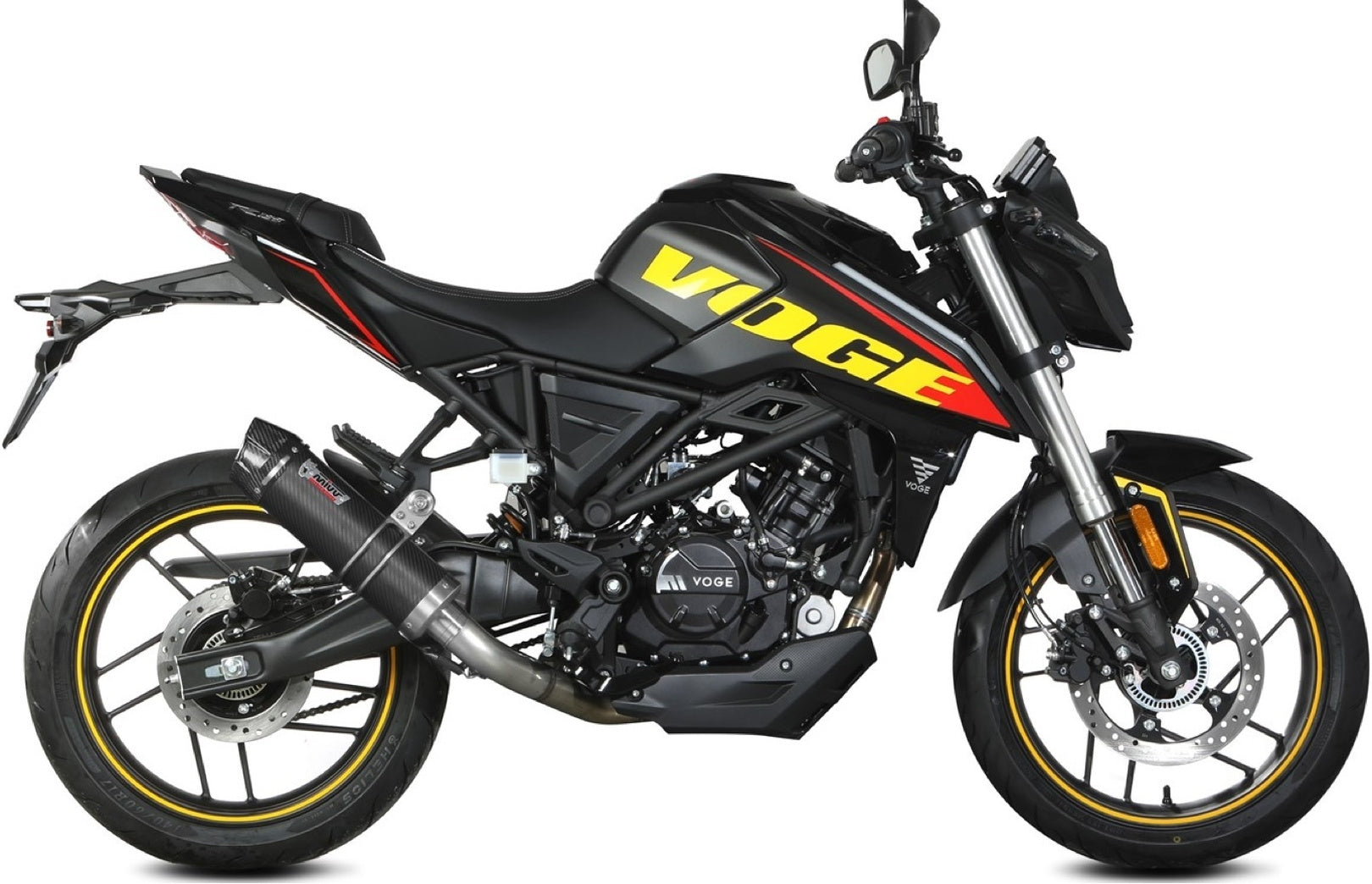 Complete Non-Catalytic Exhaust System With Sound Certification Gp Carbon Carbon - Mivv Compatible With Voge Brivido 125R (2023-2024)