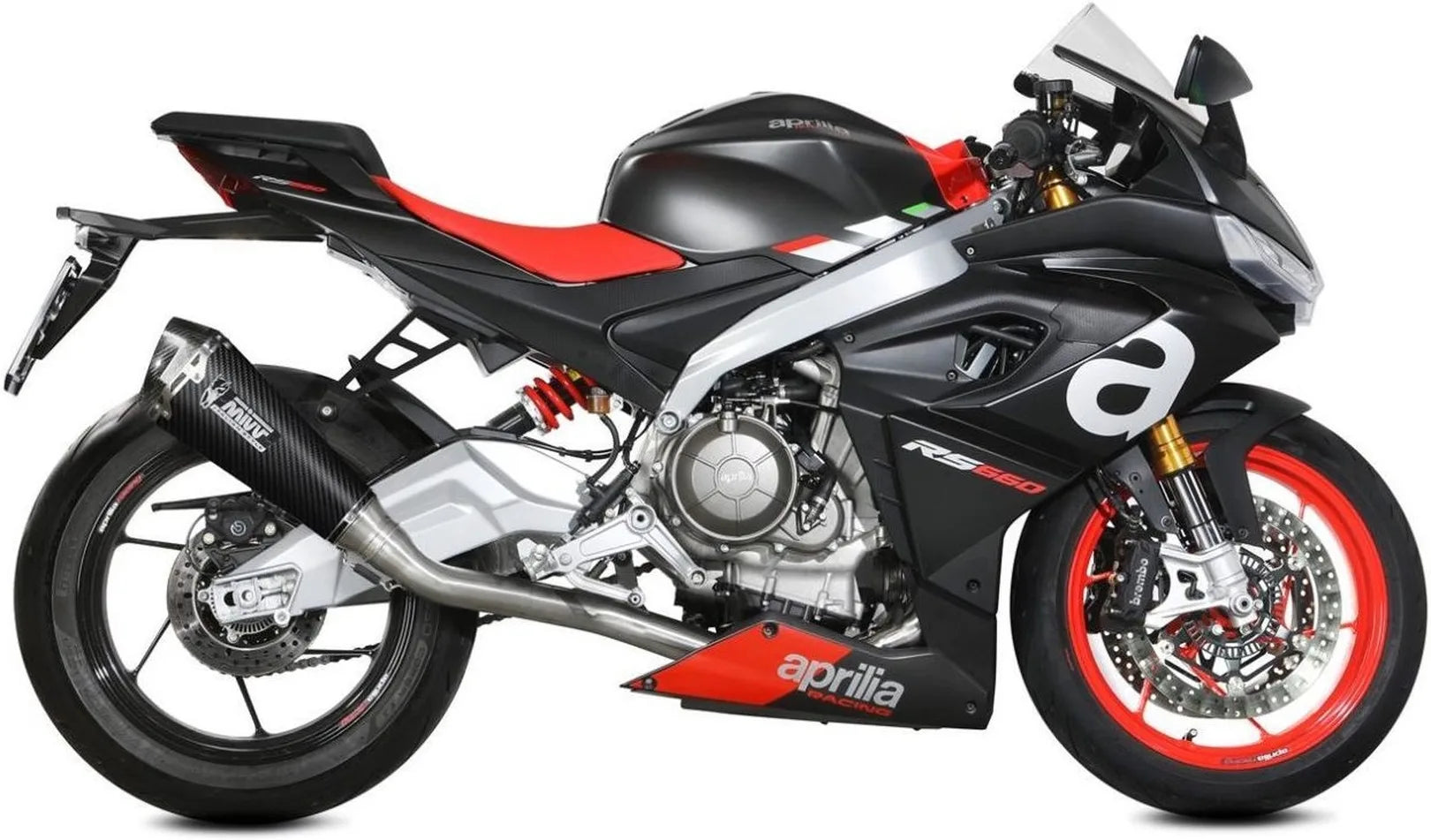 Impianto Di Scarico Completo Non Catalizzato E Senza Omologazione Suono Delta Race Carbonio Carbonio - Mivv Compatibile Con Aprilia Tuono 660 (2021-2024)
