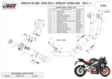 Impianto Di Scarico Completo Non Catalizzato E Senza Omologazione Suono X-M1 Titanio - Mivv Compatibile Con Aprilia Tuono 660 (2021-2024)