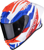 Casco Integrale Per Moto Scorpion Exo Exo-R1 Evo Ii Air Ultra Tct Bianco Rosso Blu Valere Taglia M