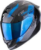 Casco Integrale Per Moto Scorpion Exo Exo-1500 Carbon Air Carbon Fiber Nero Blu Platted Taglia M