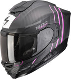 Casco Integrale Per Moto Scorpion Exo Exo-1500 Carbon Air Carbon Fiber Nero Opaco Rosa Zity Taglia Xs