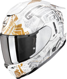 Casco Integrale Per Moto Scorpion Exo Exo-1500 Air Ultra Tct Bianco Perla Grigio Oro Apus Taglia Xxl