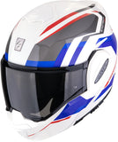 Casco Modulare Per Moto Scorpion Exo Exo-Tech Evo Polycarbonate Bianco Rosso Blu Furio Taglia Xxl